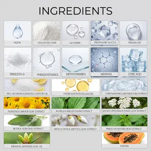 Detailed ingredient list for pet oral care gel featuring natural botanical extracts