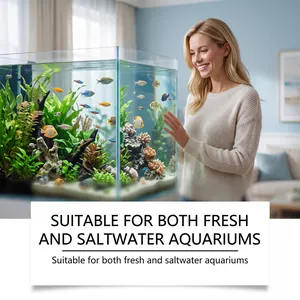 Clear aquarium water showing vibrant fish and plants with water stabilizer effect