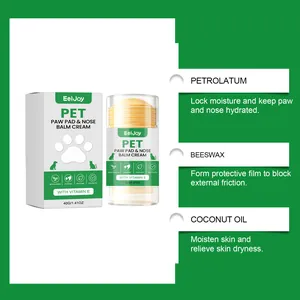 Detailed ingredient benefits of EelJoy pet paw balm including beeswax and coconut oil.