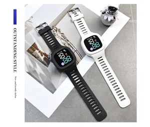 High-quality black and white square LED digital sports watches featuring breathable silicone straps
