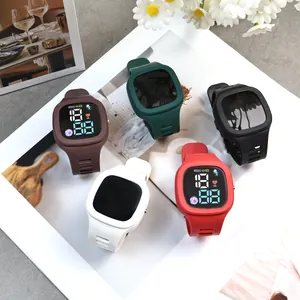 Colorful square LED digital watches with cartoon astronaut design for outdoor sports