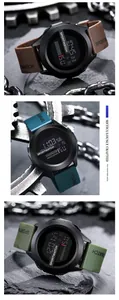 Detailed close-up of a rugged digital sport watch with colored silicone straps.