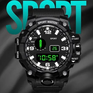 Montre de sport numérique multifonctionnelle d'extérieur robuste avec double affichage
