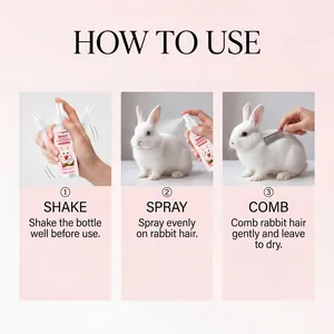 Guía ilustrada paso a paso sobre cómo usar el spray para el cuidado del pelo de conejo