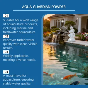 Detailed features of Aqua-Guardian Powder showing effective pond water clarification