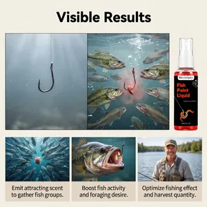 MoonSpry 60ml fish attractant liquid spray showing results with gathered fish groups.
