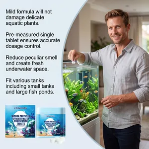 Detail zeigt YEGBONG Brausetabletten zur Wasserreinigung in einem Hausaquarium