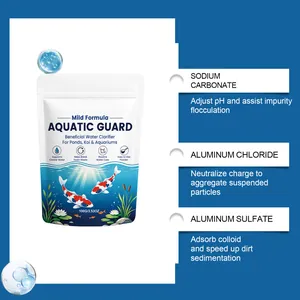 Nahaufnahme der Aquatic Guard Wasserklärer-Inhaltsstoffe mit Vorteilen der milden Formel.