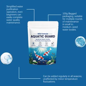 Infografik für 100g Aquatic Guard Wasserklärer-Pulver für Teiche und Aquarien im Beutel