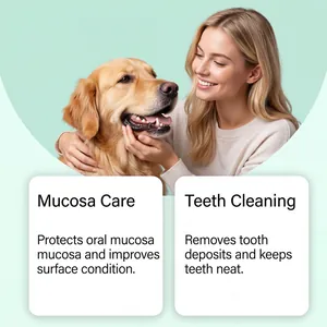 Pet oral care gel benefits showing mucosa protection and teeth cleaning for dogs.
