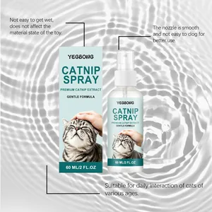 Λεπτομερής άποψη του σπρέι catnip YEGBONG με περιγραφή του ακροφυσίου και συσκευασία