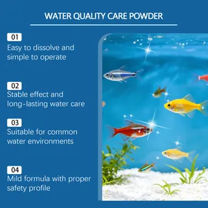 Farbenfrohe Fische in klarem Aquariumwasser zeigt Wirkung von Wasserpflege-Pulver