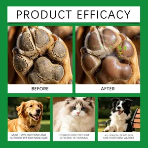 Before and after comparison of pet paw balm moisturizing dry cracked pads