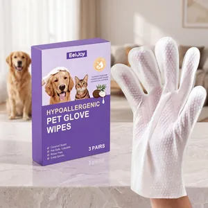 Toallitas de Guante EelJoy para Mascotas Hipoalergénicas Sin Enjuague Aroma a Coco para Limpieza y Cuidado del Pelaje de Perro Gato