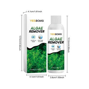 YEGBONG algae remover 100ml bottle and packaging box with precise dimension markings