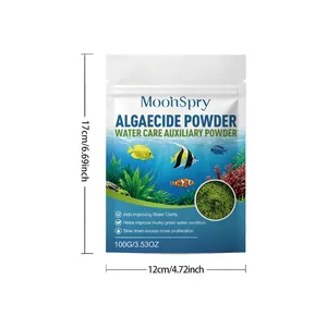 Detailed dimensions of 100g aquarium algaecide powder bag for improved water clarity