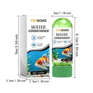 Detail des YEGBONG Aquarium Wasseraufbereiters mit Verpackungsmaßen und Produktgewicht