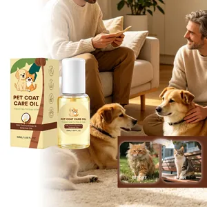 Aceite para el cuidado del pelo con coco para perros y gatos, efecto antes y después.