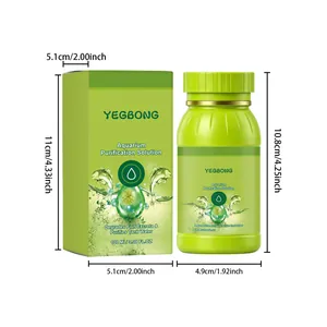 Dimensions of YEGBONG aquarium purification solution bottle and box in cm and inches