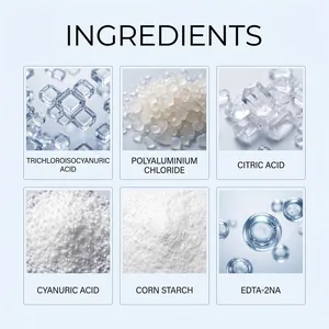 Detail showing pure ingredients of algae removal powder including citric acid and EDTA-2NA.