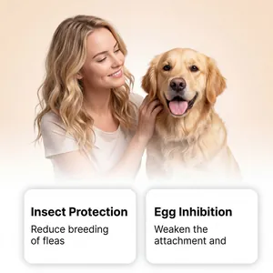 Spray anti-puces et tiques efficace pour chiens assurant protection et inhibition.