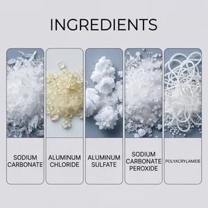 Close-up detail view showing the five main active ingredients for aquarium water purification