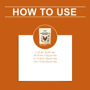 Dosage guide and instructions for Kriath chicken digestive aid supplement for poultry