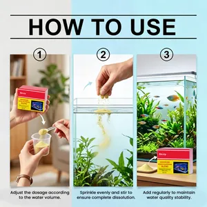 Detailed three-step instruction guide for EelJoy aquarium water guardian blend powder