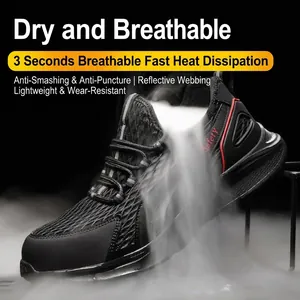 Breathable mesh safety shoes for men featuring anti-smash and puncture protection