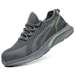 Breathable mesh safety shoes with steel toe cap and puncture proof EVA sole for men