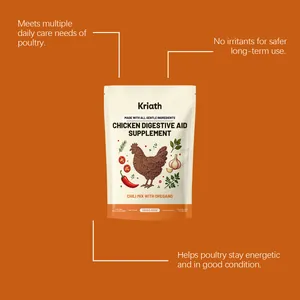 Kriath chicken digestive aid supplement bag with natural ingredients and benefits description