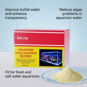 Detailed view of aquarium water purifier powder showing packaging and application features