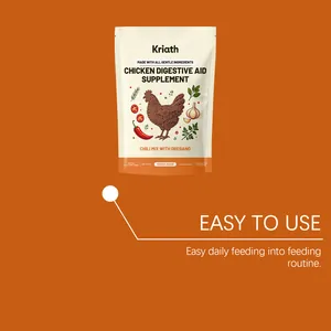 Kriath chicken digestive aid supplement in 100g pouch, easy daily feeding detail view.