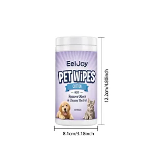 Dimensiones detalladas de las toallitas para mascotas EelJoy con lavanda, 40 unidades