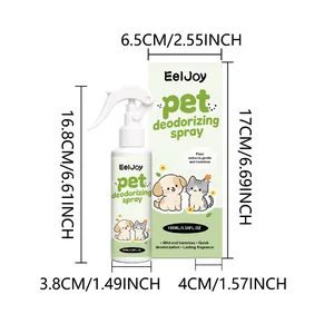 Genaue Produktabmessungen für EelJoy Haustier-Deodorierungsspray 100ml Flasche und Box