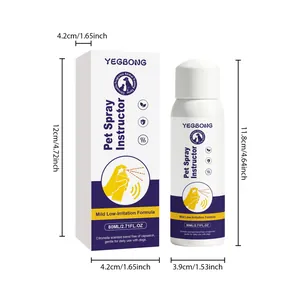 Detailed dimensions for YEGBONG pet behavior training spray bottle and packaging box