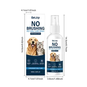 Dimensions of EelJoy pet oral care spray bottle and box for dogs and cats oral hygiene
