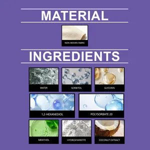 Lista de ingredientes de toallitas dentales para mascotas con tela no tejida.