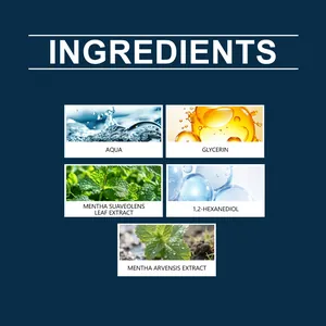 Detailed view of key ingredients including mint extract and glycerin for pet oral care