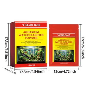Accurate dimensions for YEGBONG aquarium water clarifier powder packaging and sachet