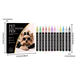 Detaillierte Maße und 12 Farben für Haustier-Nagellackstift-Set