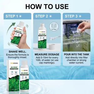 Step-by-step usage instructions for YEGBONG fish tank algae remover liquid treatment