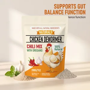 Natural chicken dewormer powder with chili and oregano mix for poultry gut health support