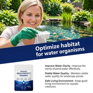 HozoneX Aqua Protect Pulver zur Erhaltung der Klarheit und Gesundheit von Gartenteichen.