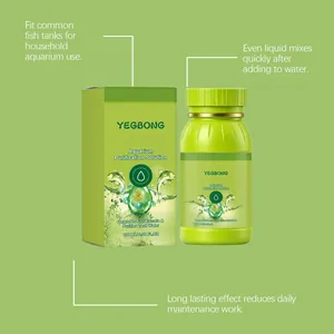 Close-up of YEGBONG aquarium purification solution bottle and box with feature highlights