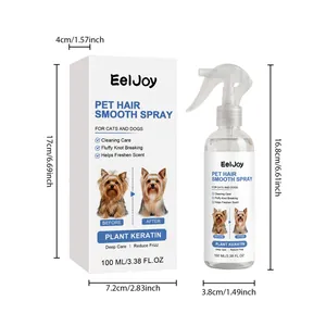 Dimensions détaillées du spray lissant EelJoy 100ml pour poils d'animaux à la kératine végétale