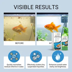 Aquarium-Wasseraufbereiter Vorher-Nachher-Vergleich zeigt kristallklares Wasser im Fischaquarium