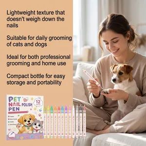 Femme appliquant un stylo vernis à ongles multicolore pour animaux sur patte de chien