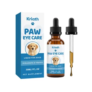 Kriath mild dog eye care liquid supplement presented in 30ml dropper bottle and box
