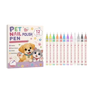 Coffret de 12 feutres vernis à ongles colorés pour chiens et chats, séchage rapide